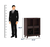 Befree Solid Sheesham Wood Bar Cabinet With Sliding Doors (Walnut Finish)